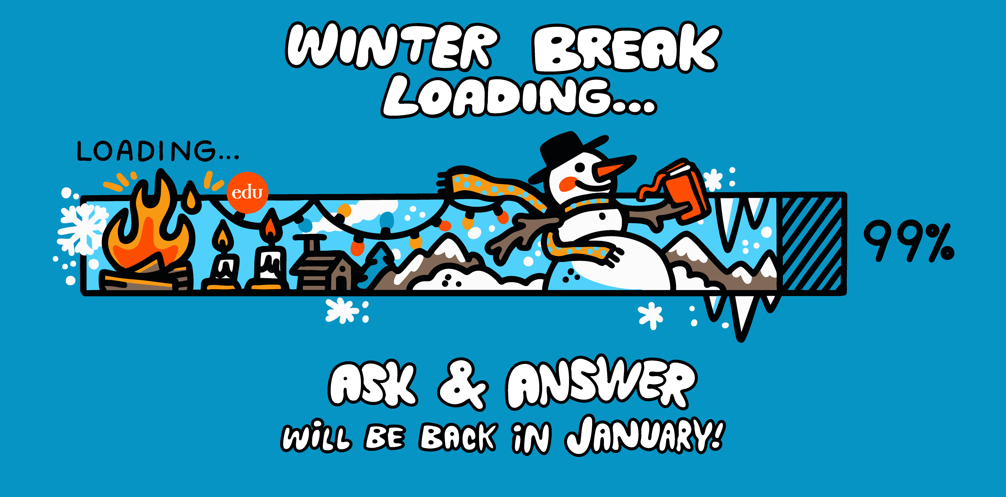 message informing about holiday break until new year