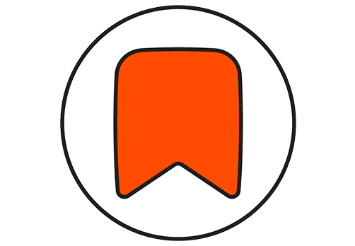 An illustration of a bookmark with a circle around it.